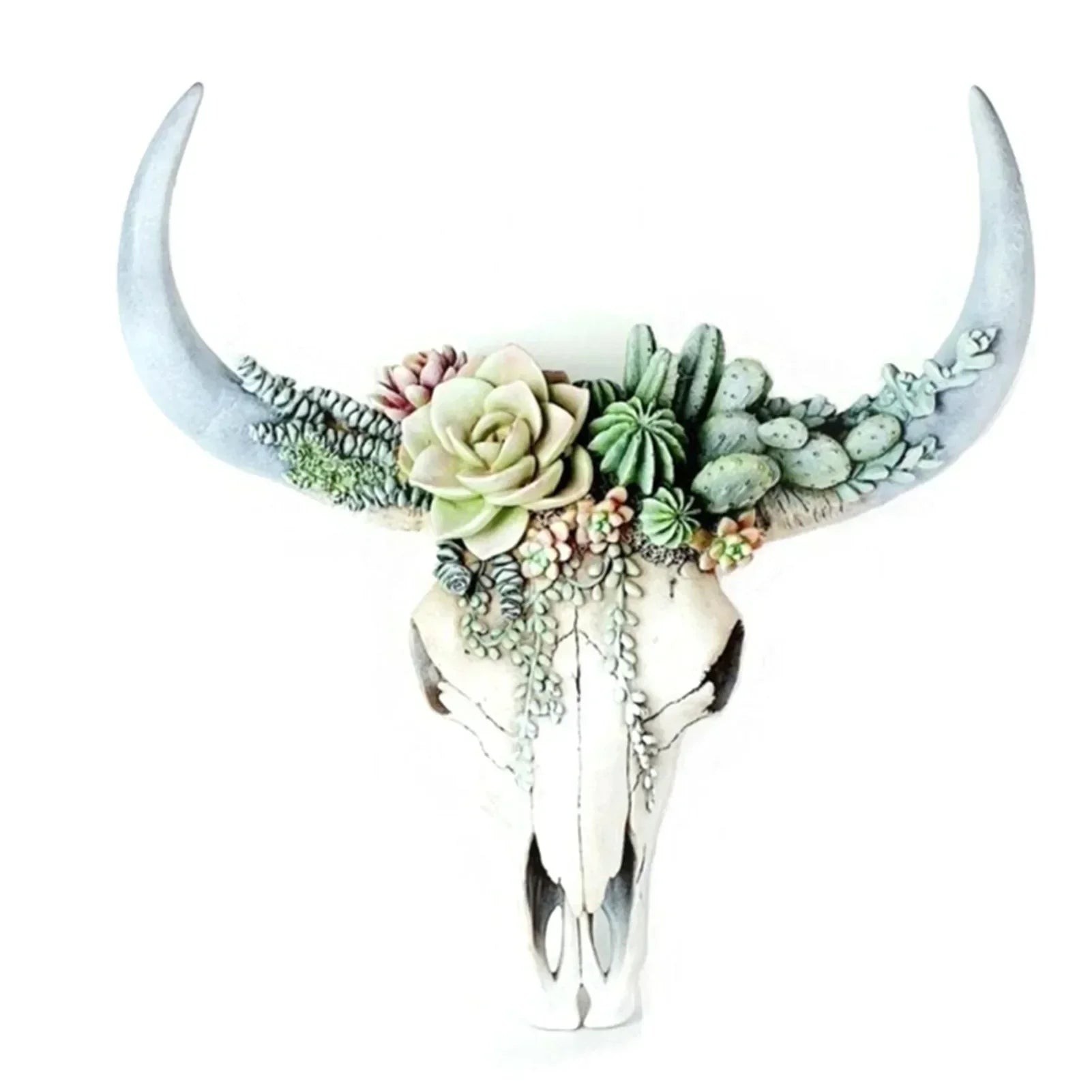 Junips | Cow Skull - Bully - Wall Decoration with Flowers - Resin Home Decor