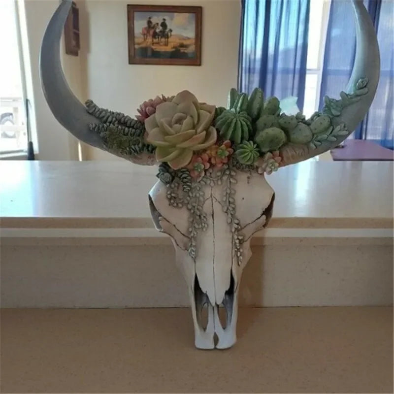 Junips | Cow Skull - Bully - Wall Decoration with Flowers - Resin Home Decor