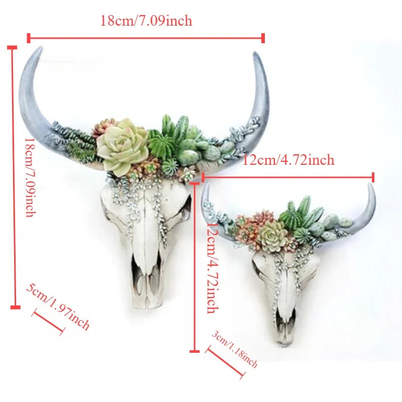 Junips | Cow Skull - Bully - Wall Decoration with Flowers - Resin Home Decor