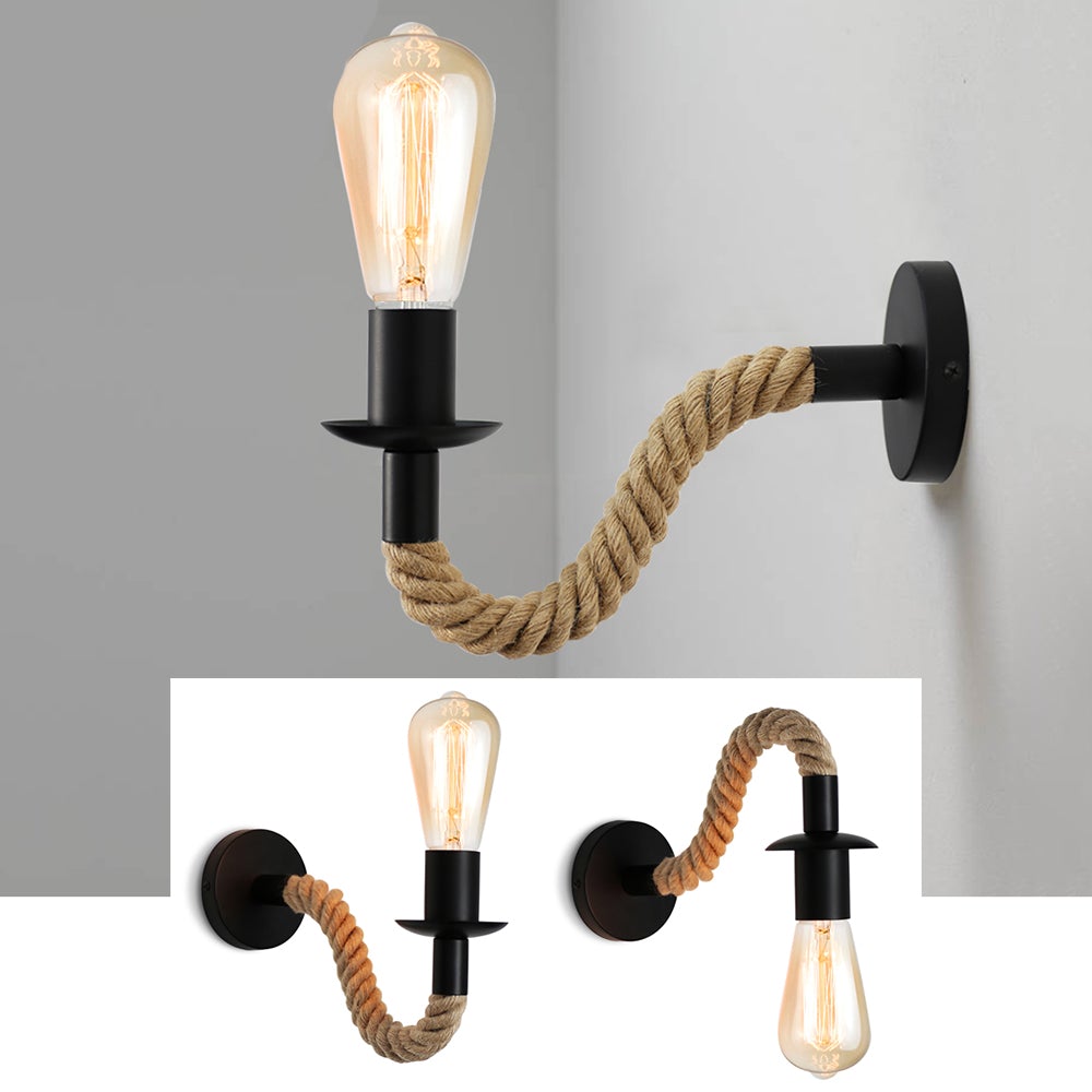 Junips | Retro Hemp Rope Industrial Loft Wall Lamp