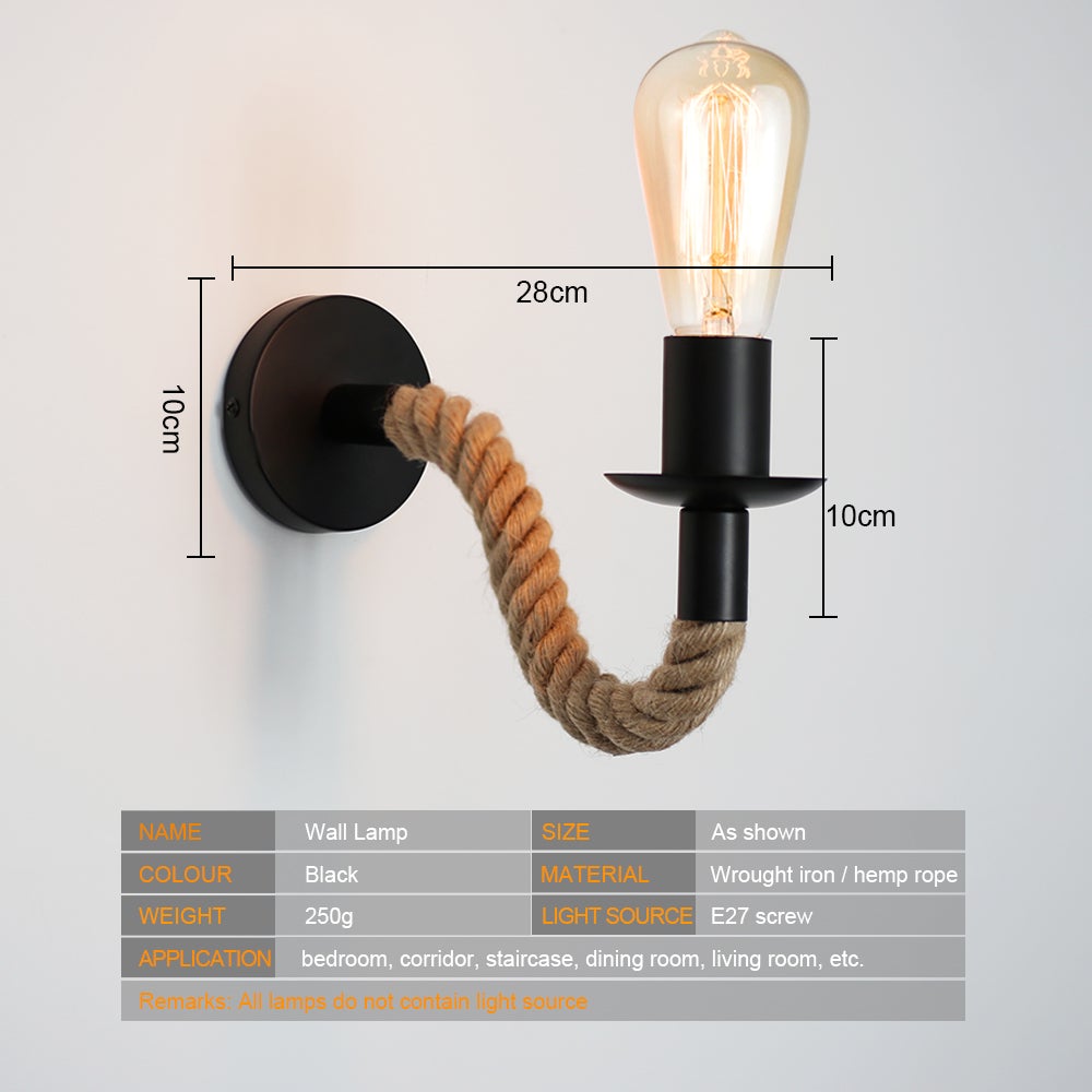 Junips | Retro Hemp Rope Industrial Loft Wall Lamp