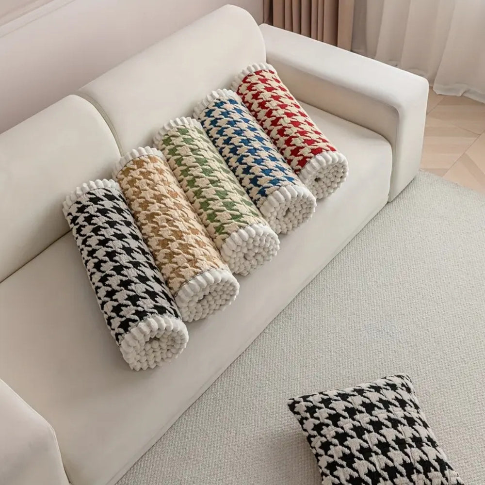 Junips | Colourful Plush Houndstooth Sofa Cover and Cushion Cover