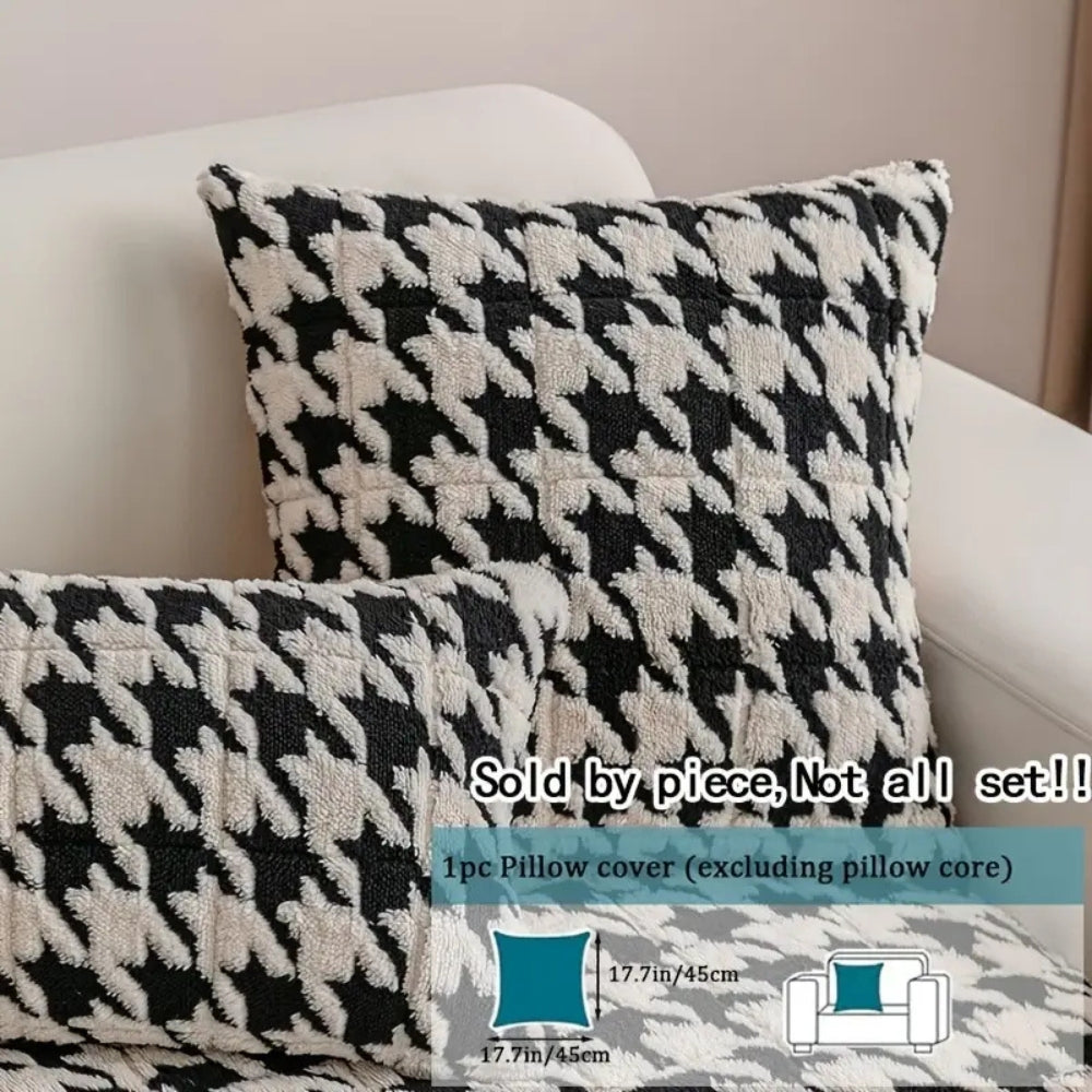 Junips | Colourful Plush Houndstooth Sofa Cover and Cushion Cover