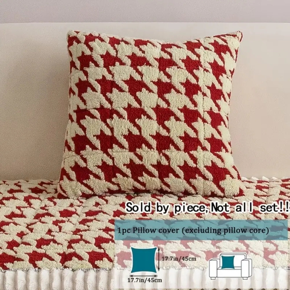 Junips | Colourful Plush Houndstooth Sofa Cover and Cushion Cover