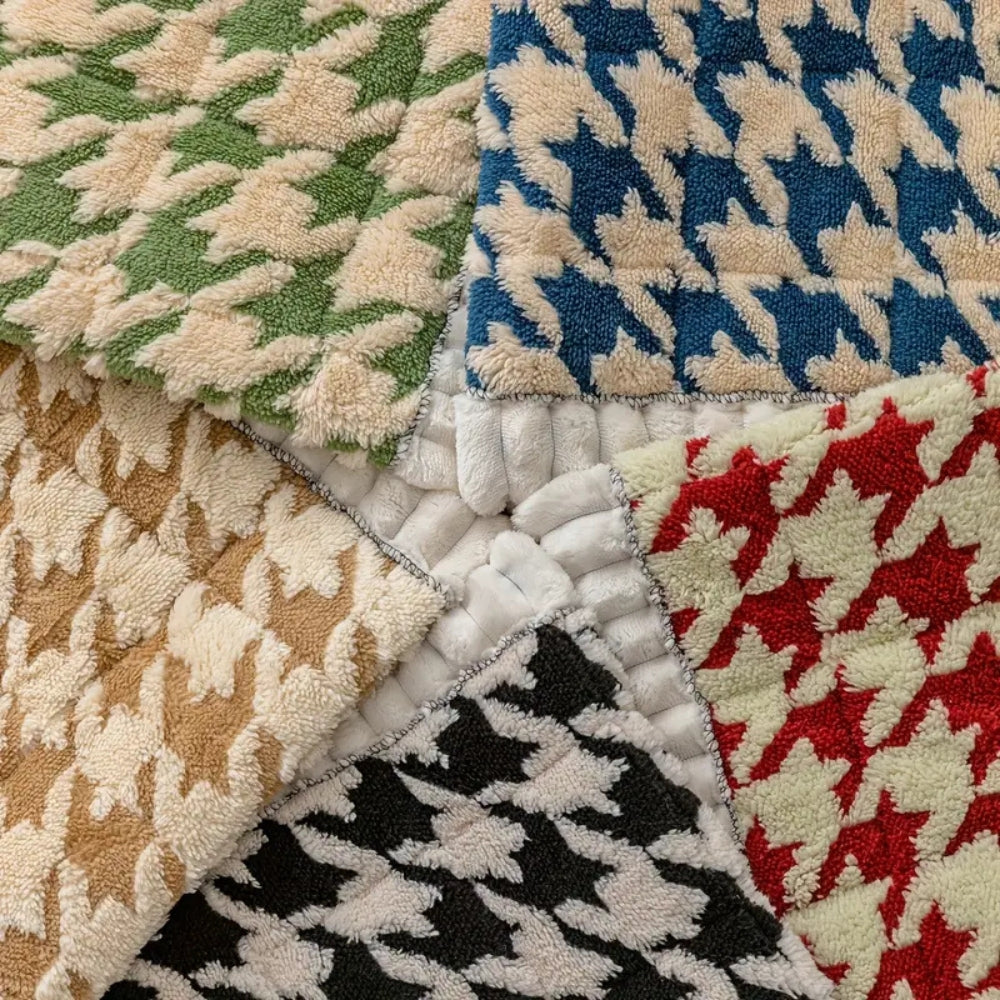 Junips | Colourful Plush Houndstooth Sofa Cover and Cushion Cover