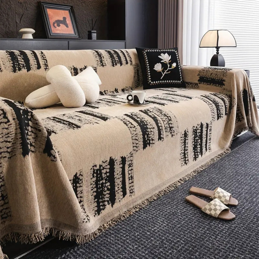 Junips | Rustic Abstract Chenille Sofa Cover
