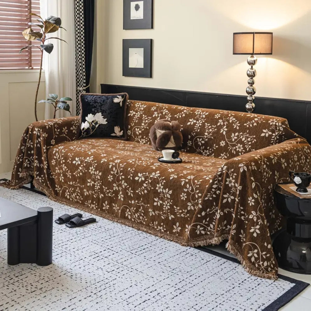 Junips | Rustic Blossom Ivory Floral Sofa Cover