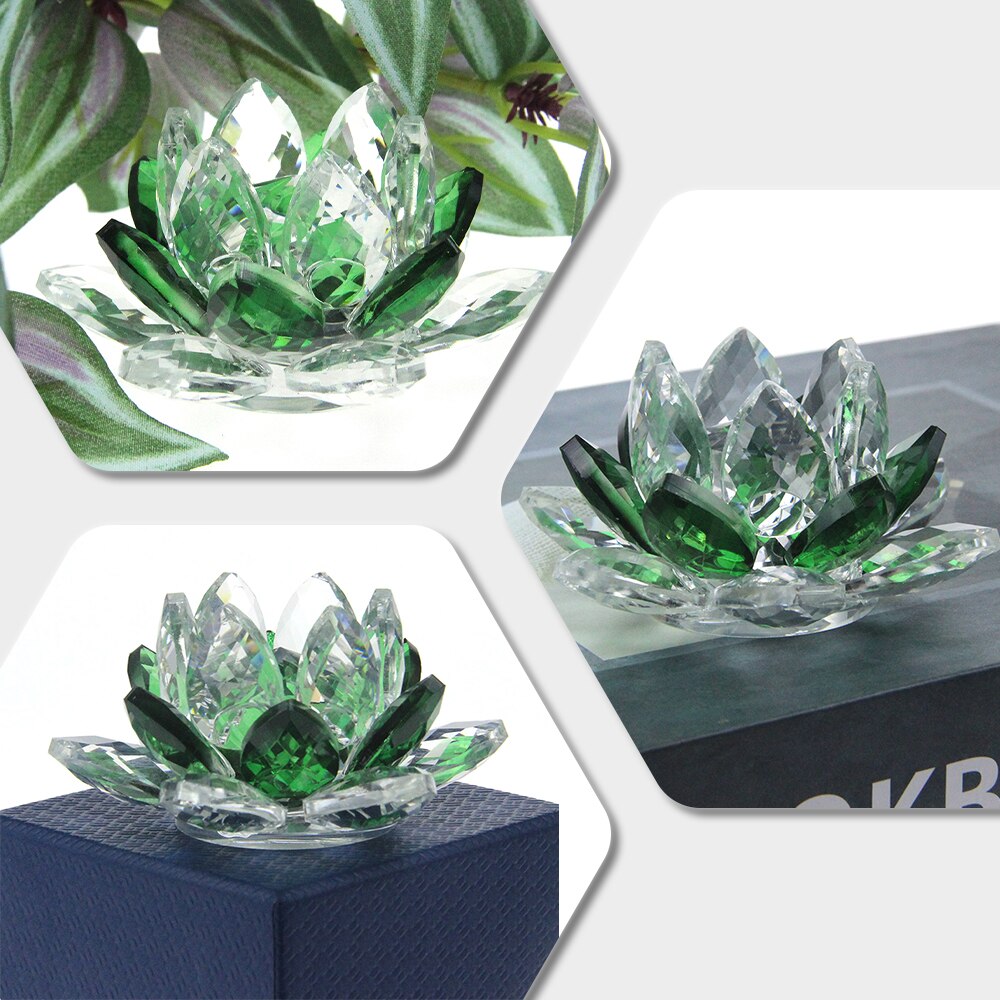 Junips | Crystal Lotus Flower Craft Glass Paperweight Home Decoration Ornaments Figures Home Wedding Party Decor Gifts Souvenir