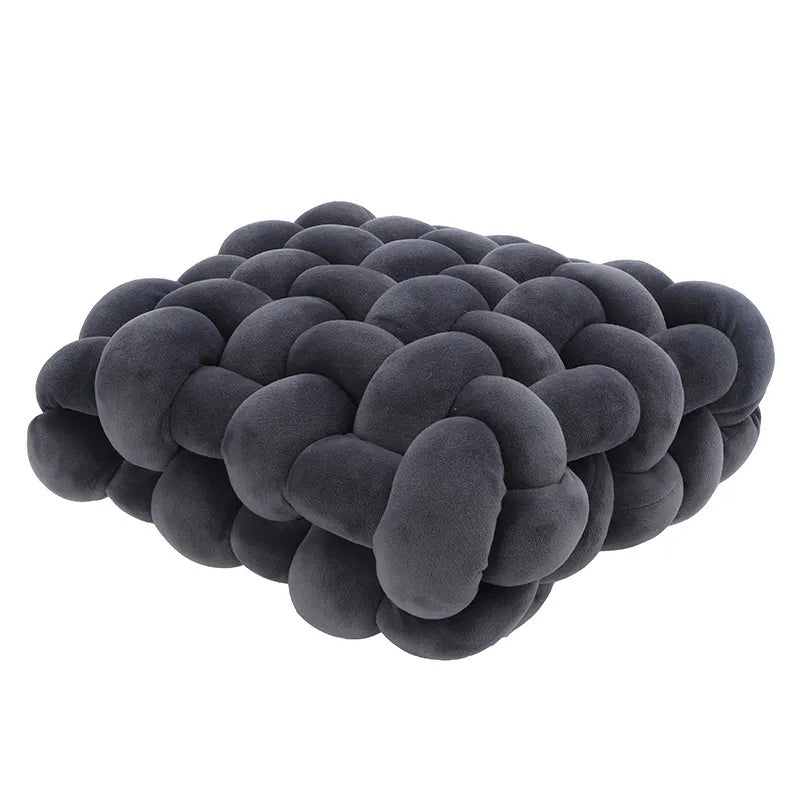 Junips | Living Room Soft Plush Knot Pillow Sofa Pillow Solid Color Square Handwoven Home Throw Pillow Square Woven Seat Cushion Pillow