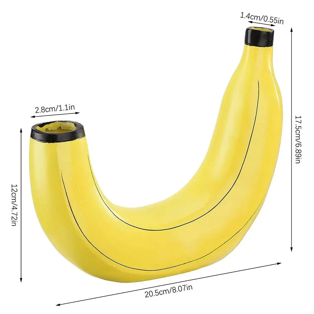 Junips | Banana vase, flower vase made of resin, cute banana shape, decorative tabletop vase for flower arrangements, living room, bedroom, home decoration