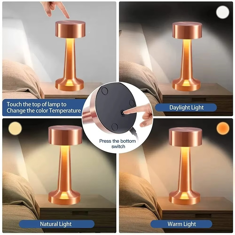 Junips | Retro LED Touch Sensor Table Lamp - Rechargeable Night Light for Home Interiors