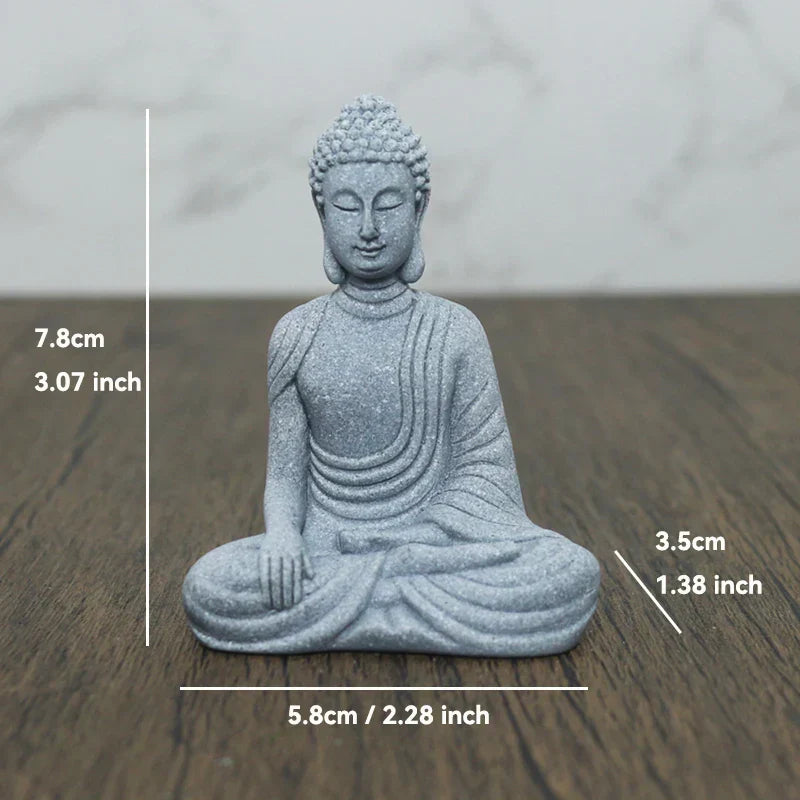 Junips | Buddha Stone Statue Small Buddhist Monks Tibetan Buddhism Figures Zen Garden Ornament Meditation Home Aquarium Decoration