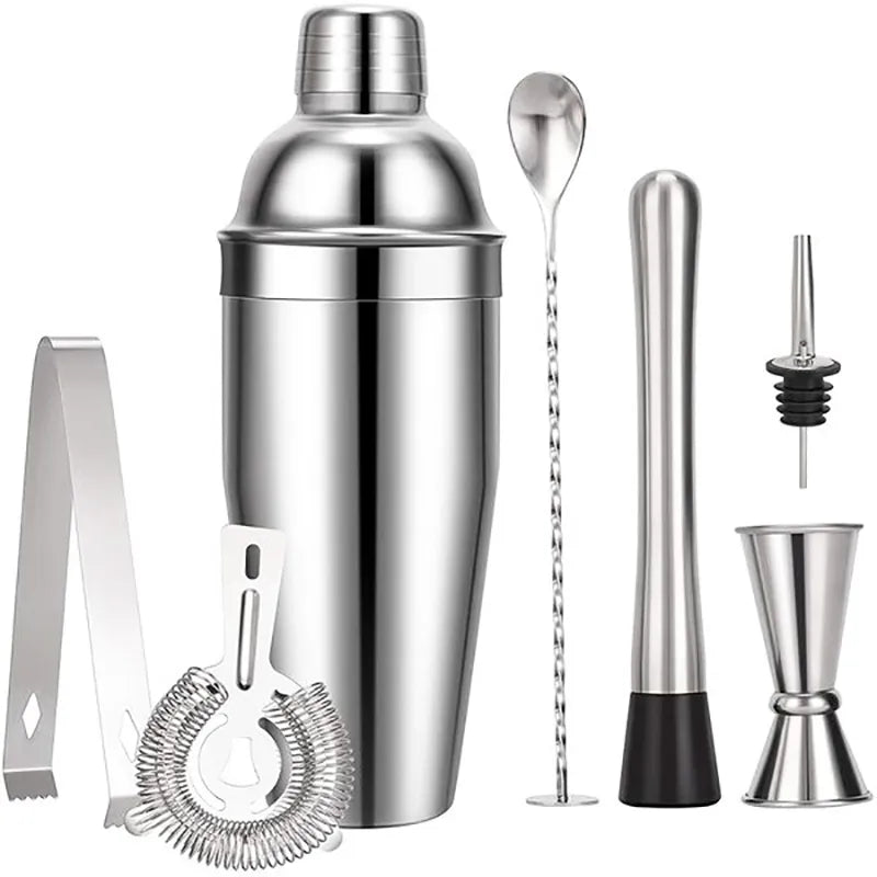 Junips | 550 ml/750 ml Stainless Steel Cocktail Shaker Mixer Drink Bartender Set Bar Set Tools With Wine Rack Stand Tool for Birthday Gift
