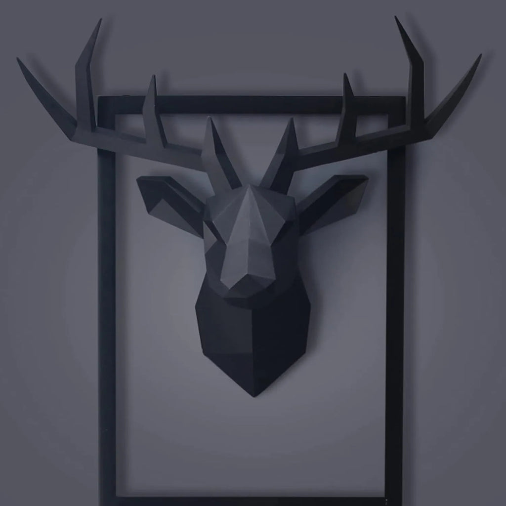Junips | 3D-Deer Head Sculpture, geometric resin, animal deer head wall decoration, modern home decor, luxurious decorative wall decor