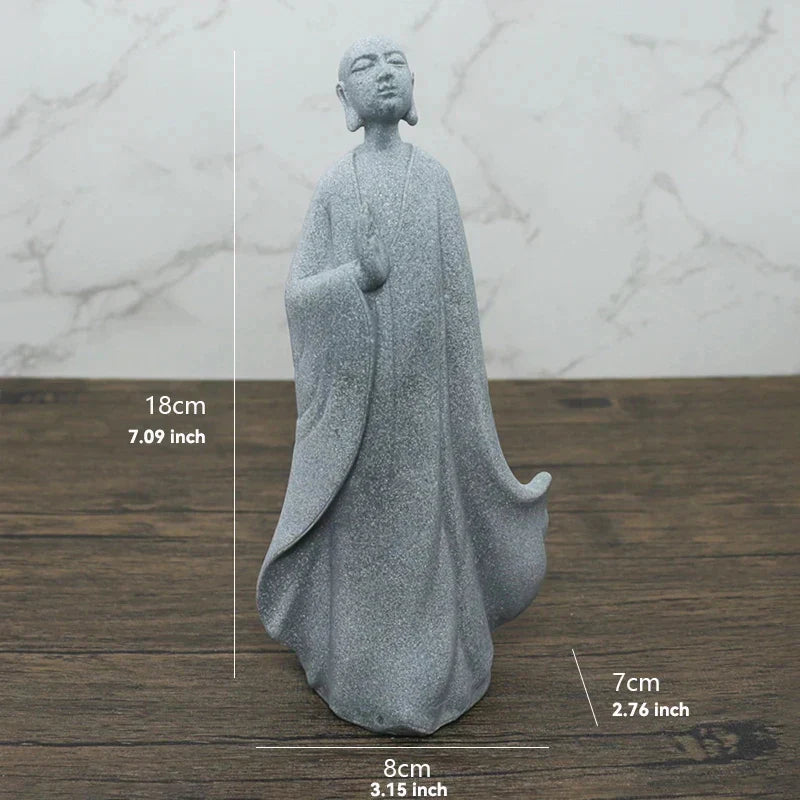 Junips | Buddha Stone Statue Small Buddhist Monks Tibetan Buddhism Figures Zen Garden Ornament Meditation Home Aquarium Decoration