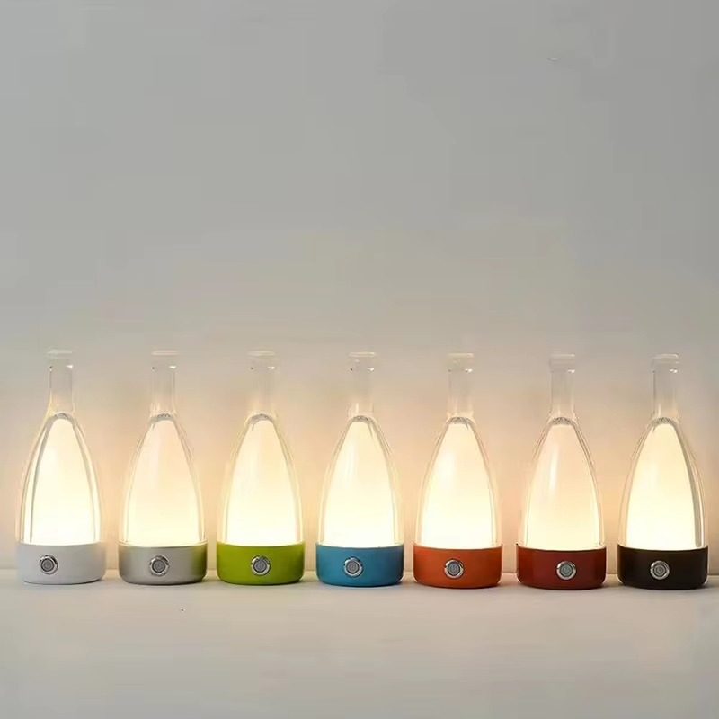 Junips | Wine Bottle Desk Lamp with Bluetooth Speaker – Rechargeable Modern Bedside Night Light