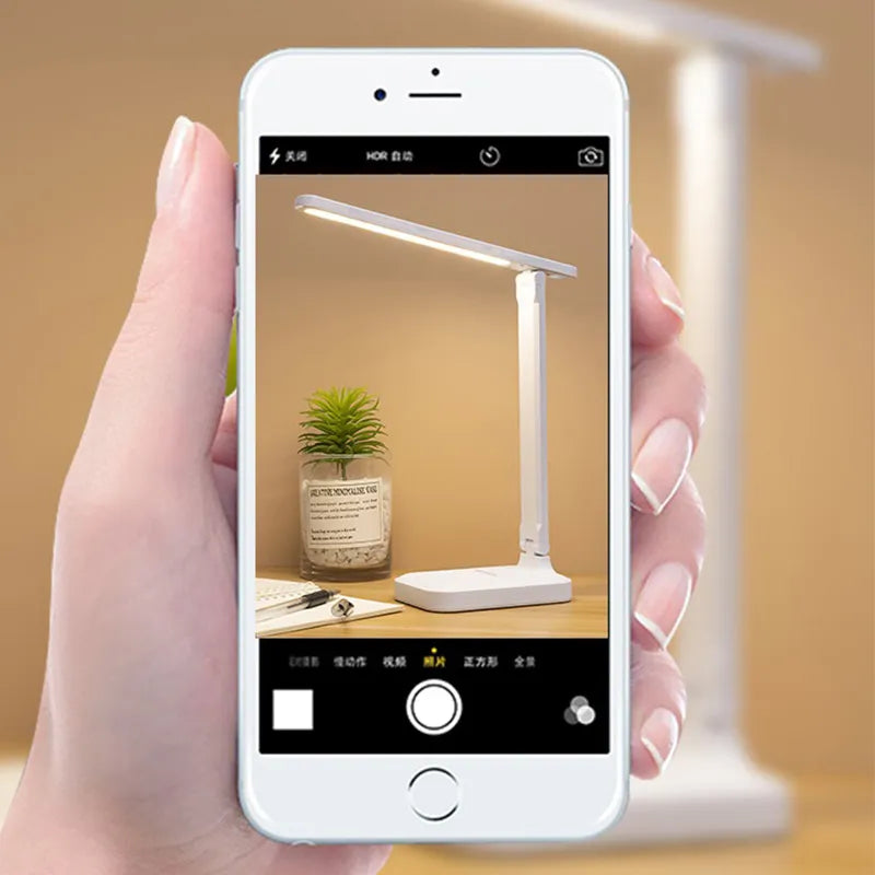 Junips | 6000mAh rechargeable LED table lamp USB 3 color stepless dimmable desk lamp touch foldable eye-protecting reading night light