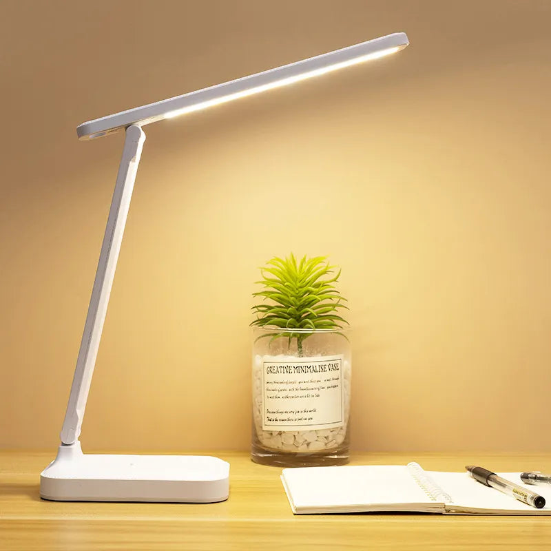 Junips | 6000mAh rechargeable LED table lamp USB 3 color stepless dimmable desk lamp touch foldable eye-protecting reading night light