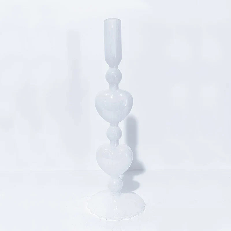 Junips | Retro Taper Candle Holder Red Heart Shape Glass Candle Holder Wedding Table Decoration Home Party Glass Vase Decor