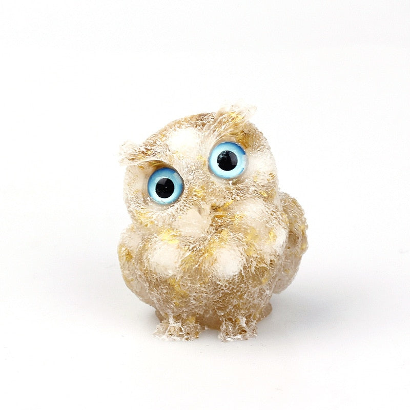 Junips | Natural Crystal Owl Figurine: Handmade Collector's Item