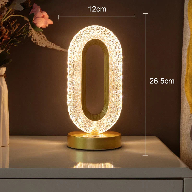 Junips | Crystal LED Table Lamp: Dimmable, USB Charging, Touch & Remote Control