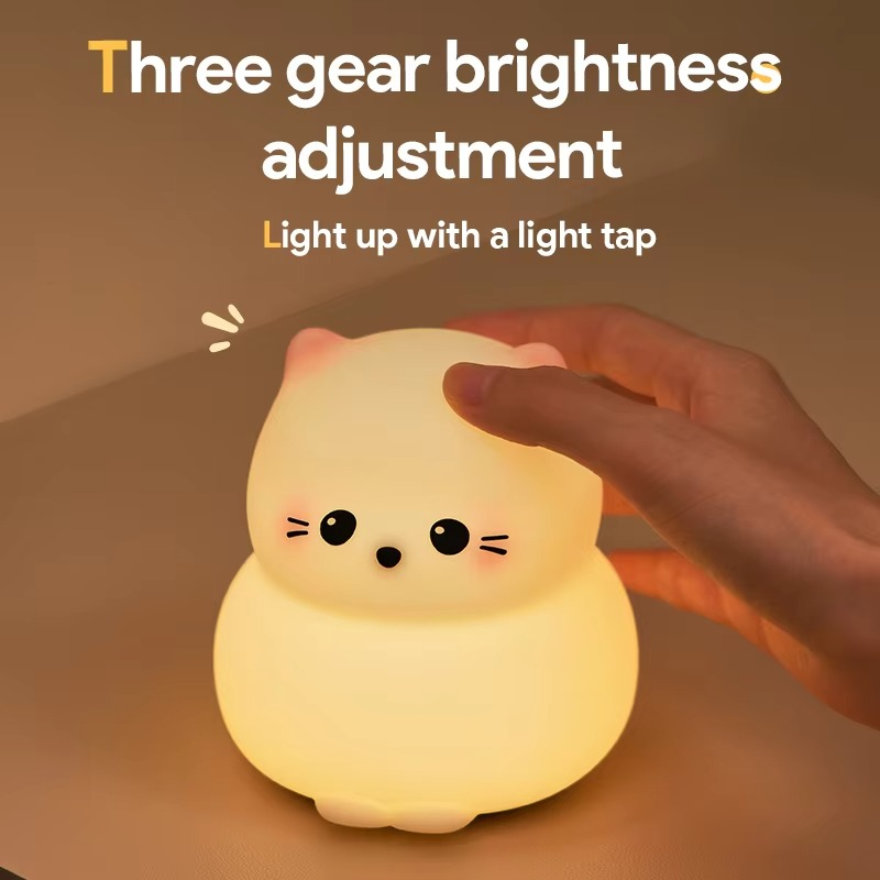 Junips | Rechargeable Silicone Cat Night Light - Soft Touch Mood Lamp