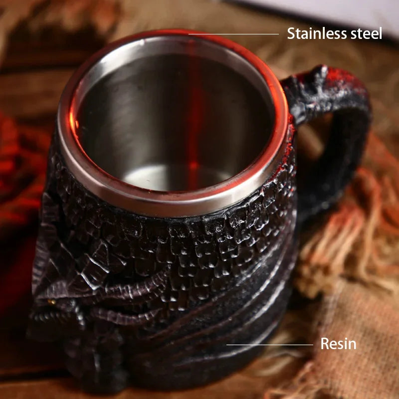 Junips | Medieval Dragon Resin Stainless Steel Mug as Coffee Mug or Tea Mug