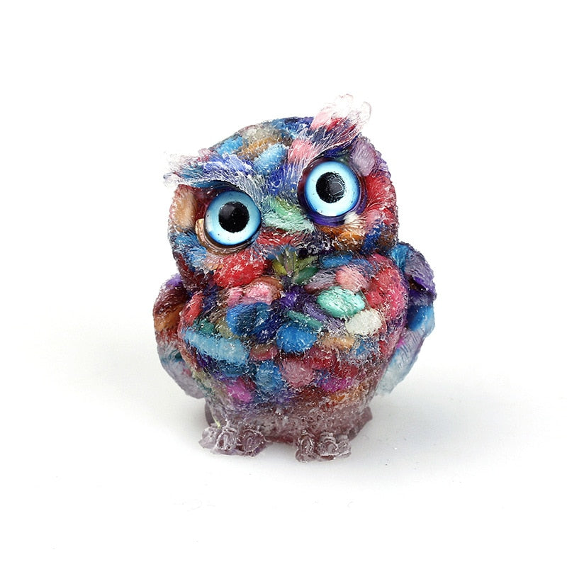 Junips | Natural Crystal Owl Figurine: Handmade Collector's Item