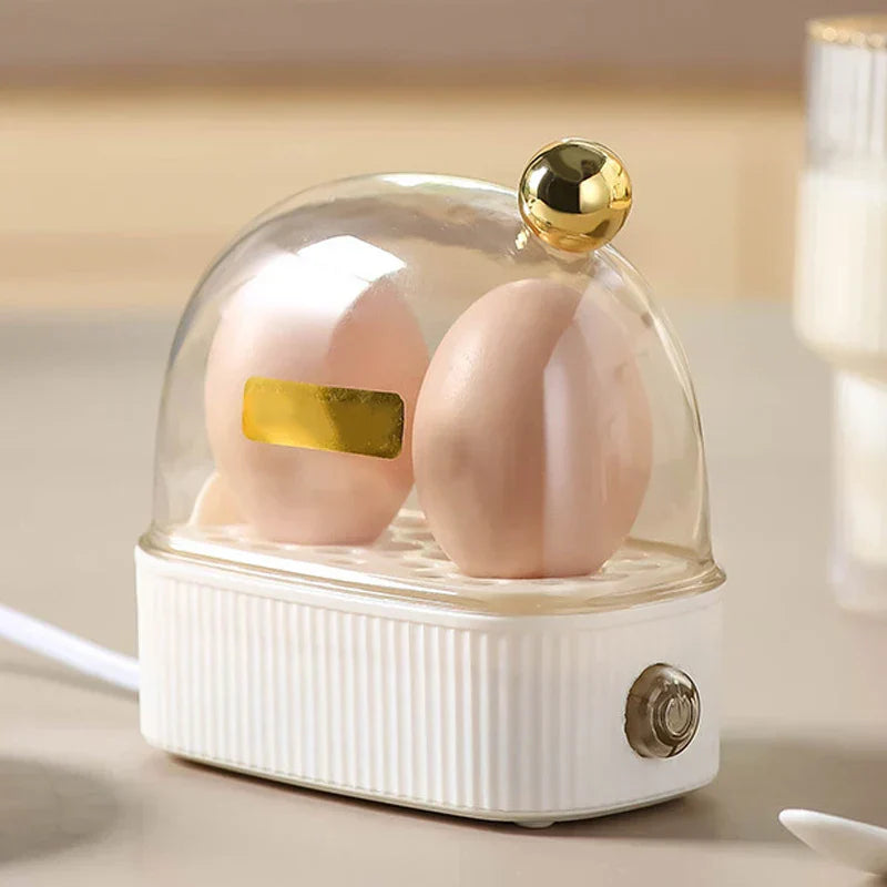 Junips | 120W 220V Electric Egg Cooker & Egg Poacher - Automatic Mini Breakfast Machine for 2 Eggs, Portable Steamer