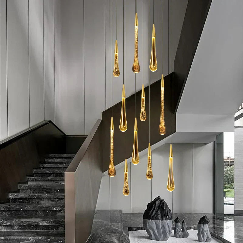 Junips | Crystal LED Pendant Lights: Perfect for Bedroom, Dining Room, Bar - Water Drop Chandelier, Stair Lamp for Interior Decoration