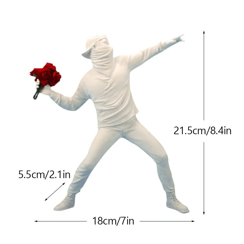 Junips | Dropshipping Banksy Sculpture Collection Flower Thrower Statue Pop Art Modern Balloon Girl Figurine Office Home Decoration
