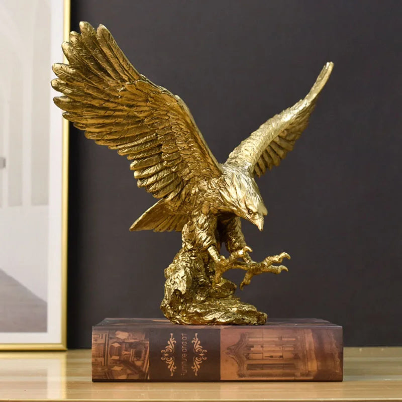 Junips | Resin Golden Eagle Statue Art Animal Model Collection Ornament Home Office Desk Feng Shui Decor Figures simple
