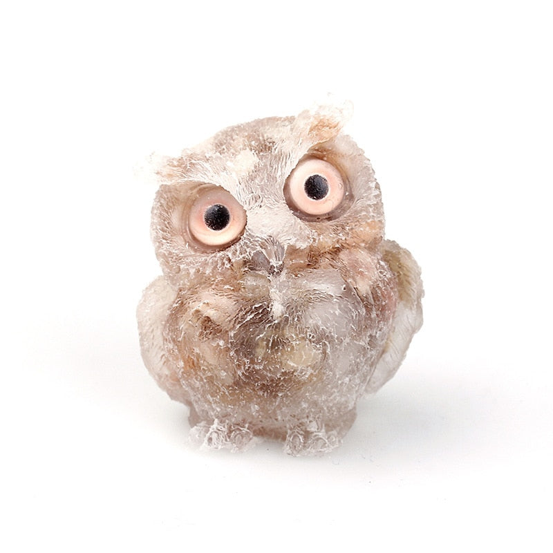 Junips | Natural Crystal Owl Figurine: Handmade Collector's Item