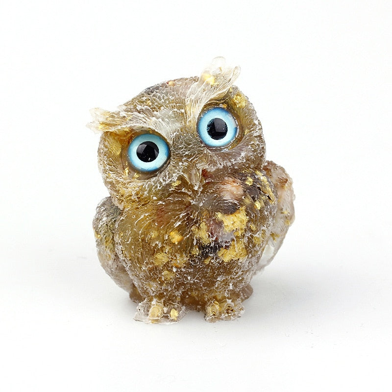 Junips | Natural Crystal Owl Figurine: Handmade Collector's Item