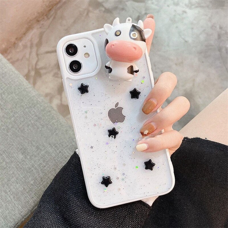 Junips | Glowing Cow 3D Transparent iPhone Case