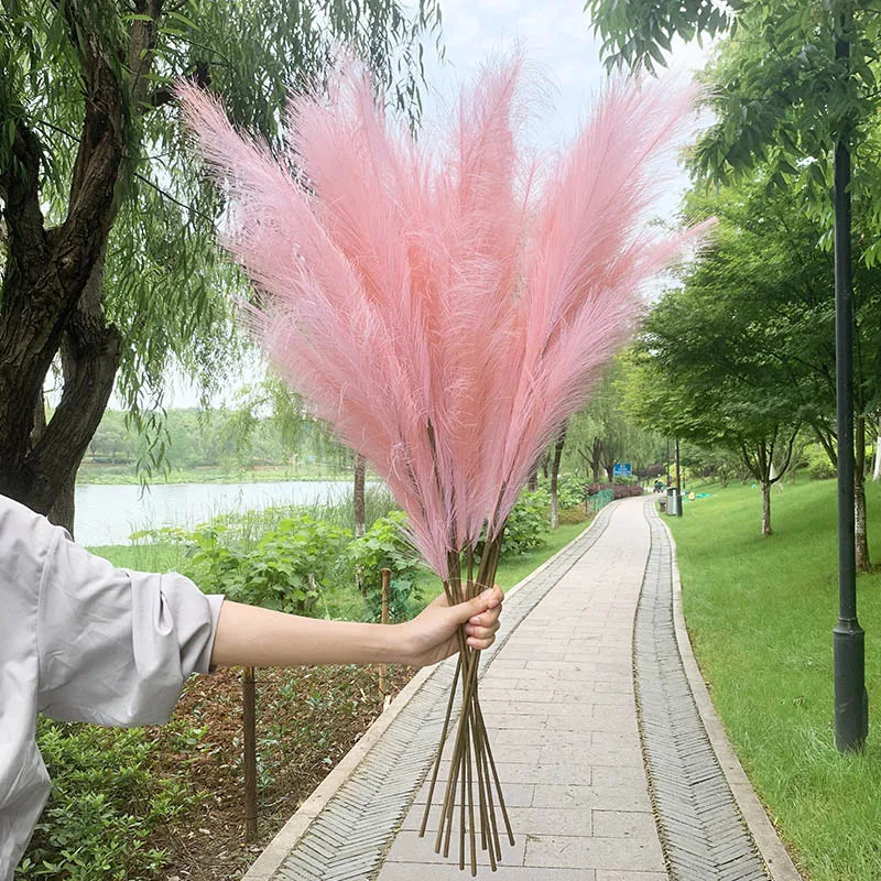 Junips | 5 pieces 100 cm Artificial Pampas Grass Dried Flower Bouquet Wedding Party Decoration Home Room DIY Artificial Plants Decoration Supplies