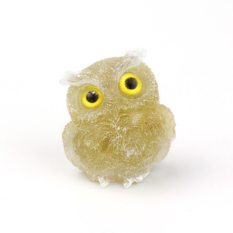 Junips | Natural Crystal Owl Figurine: Handmade Collector's Item