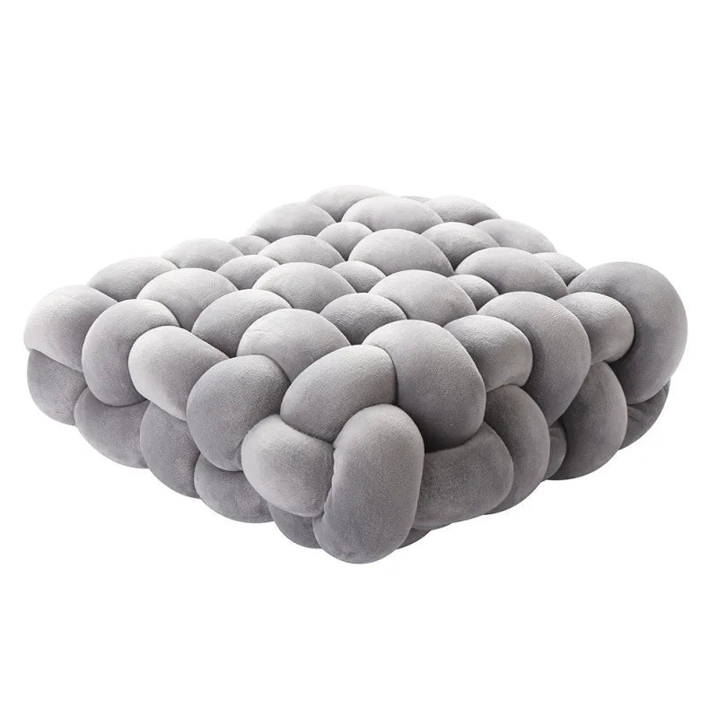 Junips | Living Room Soft Plush Knot Pillow Sofa Pillow Solid Color Square Handwoven Home Throw Pillow Square Woven Seat Cushion Pillow