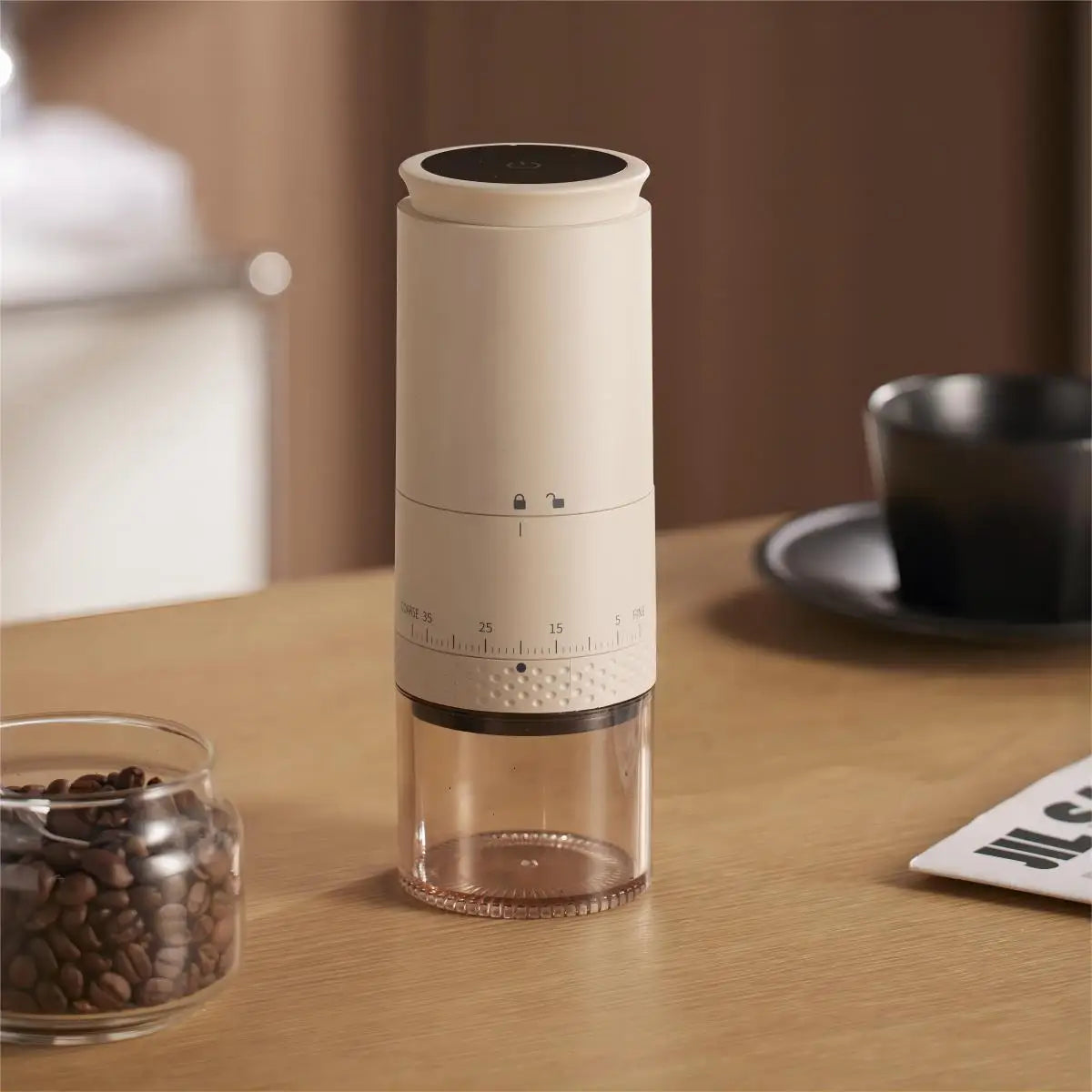 Junips | 1500mAh Electric Coffee Grinder External Adjustable Type-C Charging Coffee Grinder Bean Grinding Machine Coffee Maker