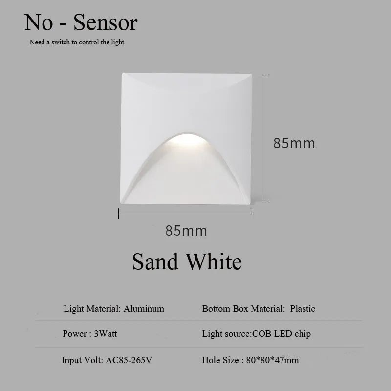 Junips | Modern waterproof IP65 LED recessed wall lamp for outdoor lighting - 3W embedded step & staircase balcony portal light