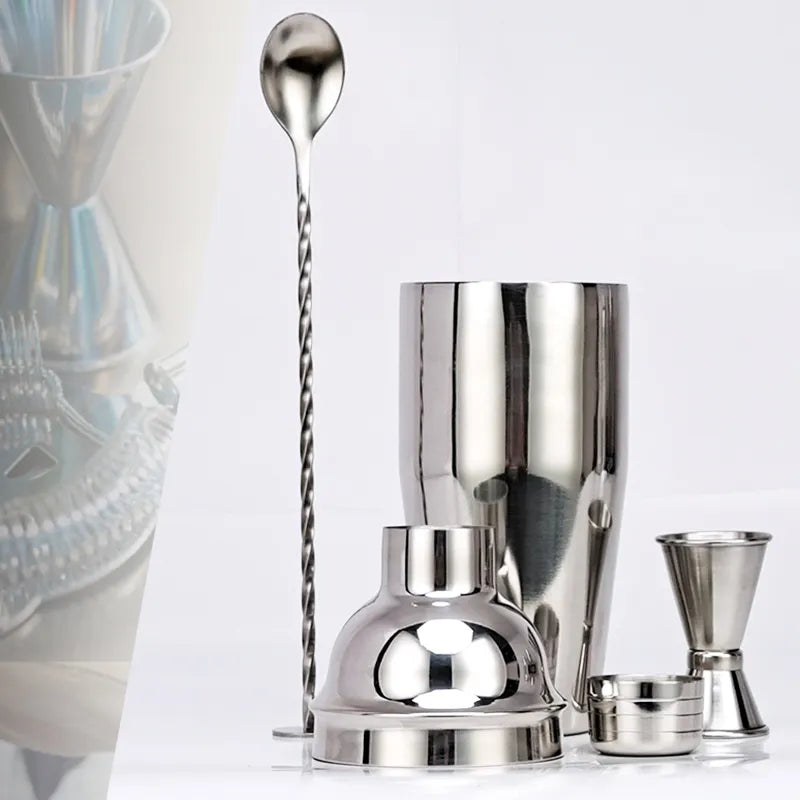 Junips | 550 ml/750 ml Stainless Steel Cocktail Shaker Mixer Drink Bartender Set Bar Set Tools With Wine Rack Stand Tool for Birthday Gift