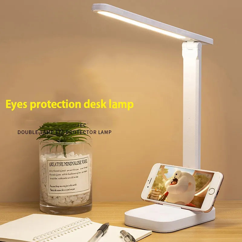 Junips | 6000mAh rechargeable LED table lamp USB 3 color stepless dimmable desk lamp touch foldable eye-protecting reading night light