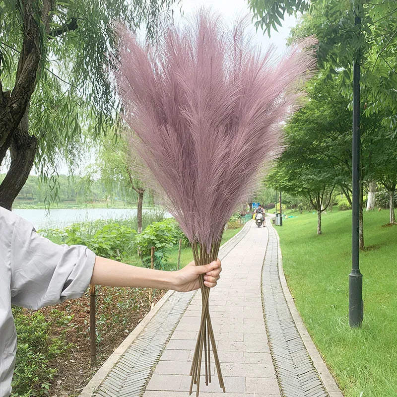 Junips | 5 pieces 100 cm Artificial Pampas Grass Dried Flower Bouquet Wedding Party Decoration Home Room DIY Artificial Plants Decoration Supplies