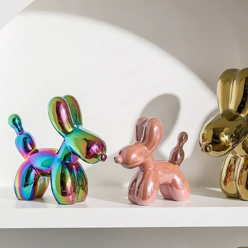 Junips | Nordic Ceramic Balloon Dog Sculpture Gold Animal Decorations Statue Living Room Ornaments Creative Desktop Ornament Home Decor