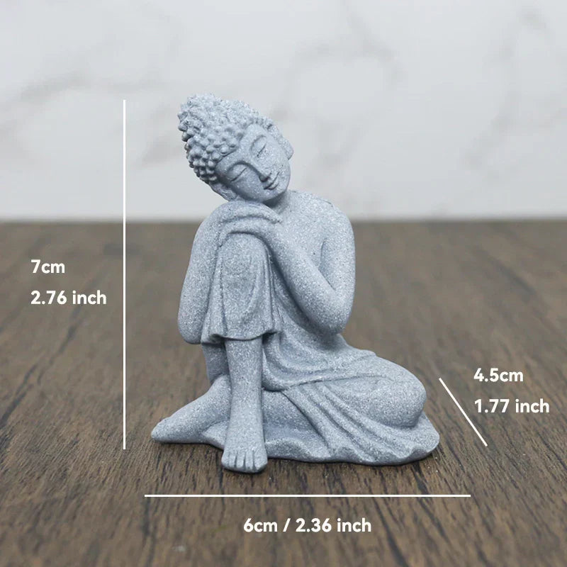 Junips | Buddha Stone Statue Small Buddhist Monks Tibetan Buddhism Figures Zen Garden Ornament Meditation Home Aquarium Decoration