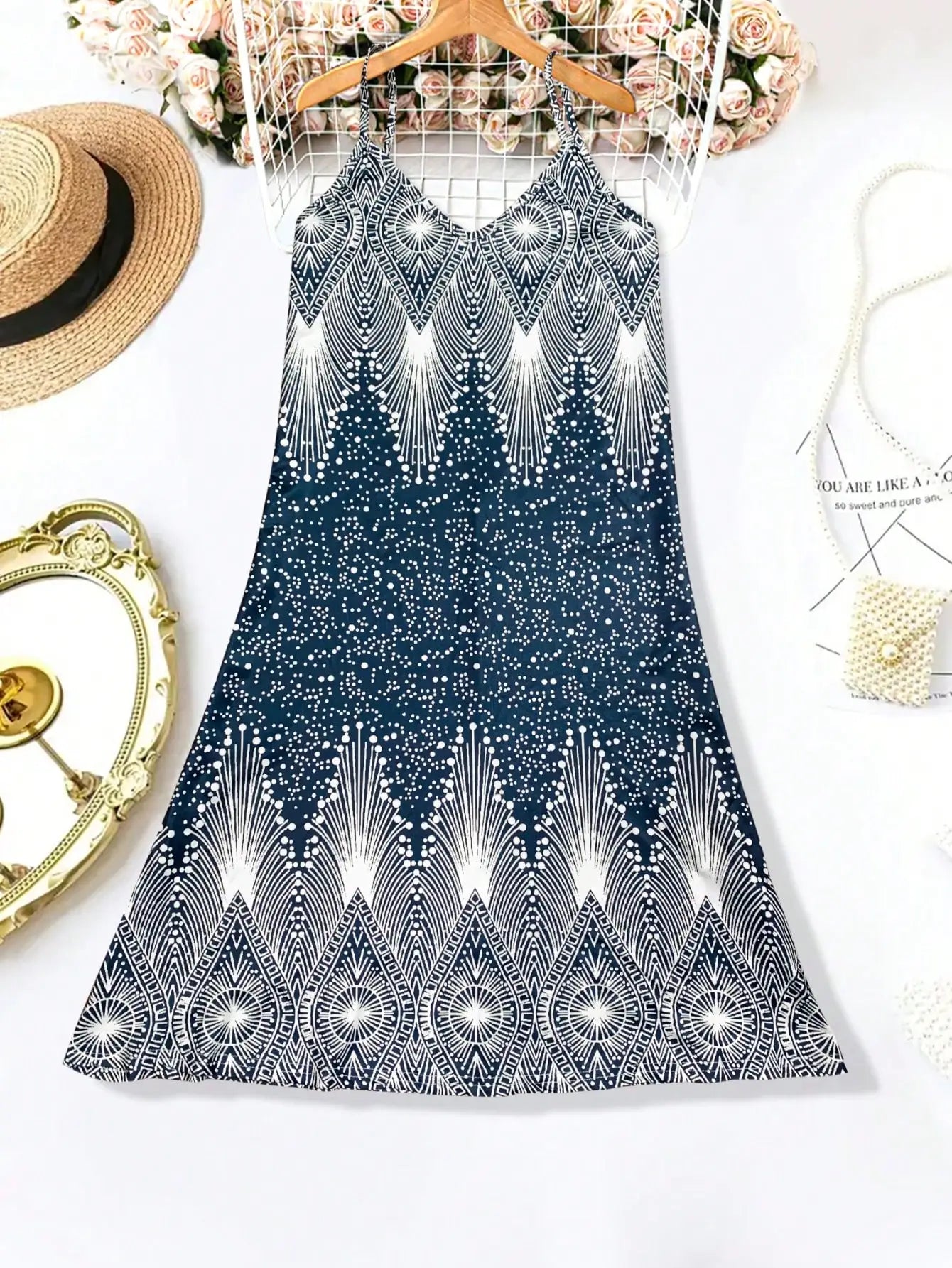 Women's Strappy Summer Dress,Simple Sleeveless Floral Sundress, Beach V-Neck Dress for summer clothes,Casual summer outfits