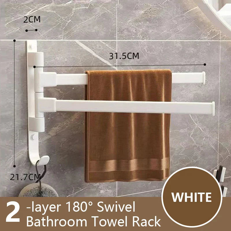 Junips | Bathroom Towel Holder Rotatable Towel Rack Space Aluminum 1/2/3/4/5-Bar Towel Holder Kitchen Shelf Kitchen Hanging Shelf Wall Mounted