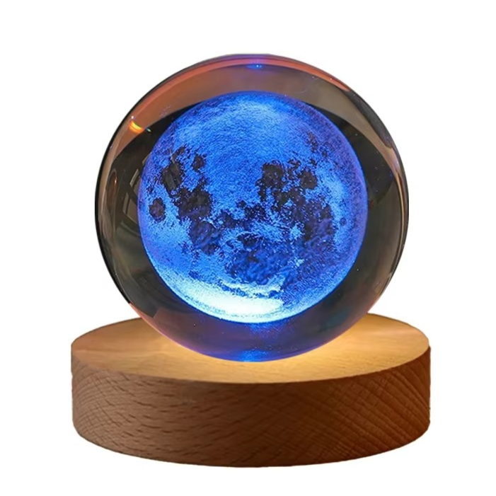 Junips | 2.36 in RGB Crystal Ball Night Light with Milky Way and Moon - Cosmos-Inspired Bedside Decoration
