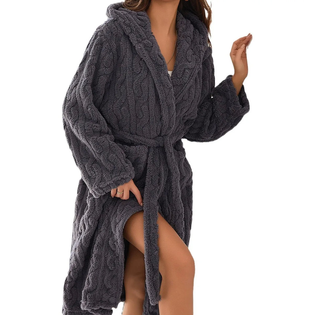 Junips | CozyHood – Bathrobe with hood made of coral fleece