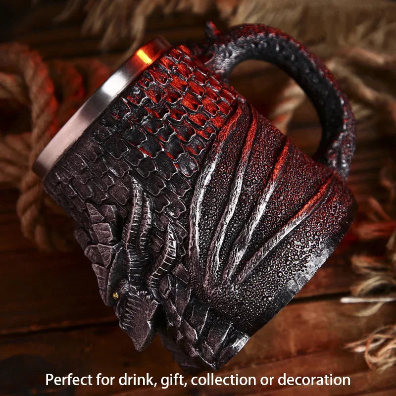 Junips | Medieval Dragon Resin Stainless Steel Mug as Coffee Mug or Tea Mug